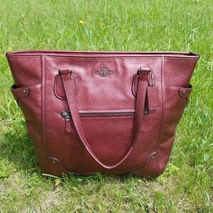 Coach Burgundy Leather Tote Bag